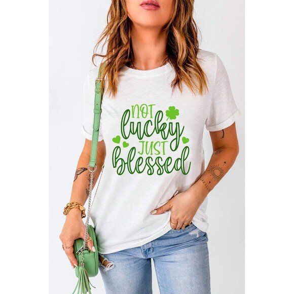 tiascollections Tops - NOT LUCKY JUST BLESSED Round Neck T-Shirt
